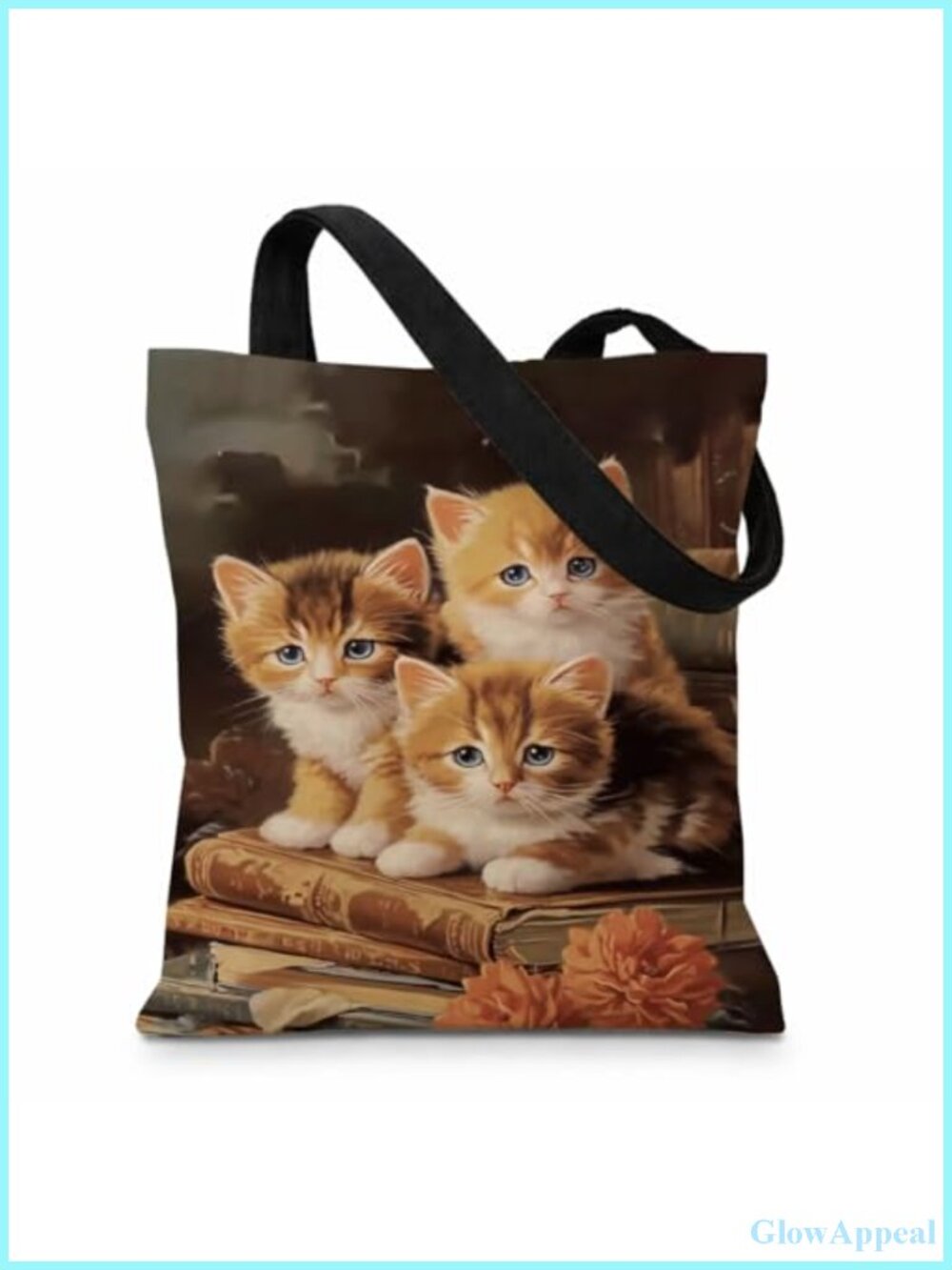 Vintage Cat Canvas Tote Bag Heavy Duty Cotton Reusable Grocery Shopping Bag